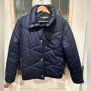 Vintage Aspen Blue Puffer Coat Size Large Women's Full Zip